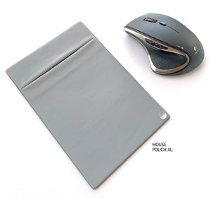Gray Mouse Pouch XL next to mouse